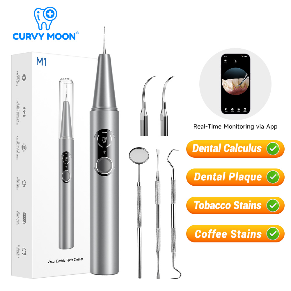 Teeth Whitening Mouthwash - CURVY MOON Pulitore Dentale Elettrico a